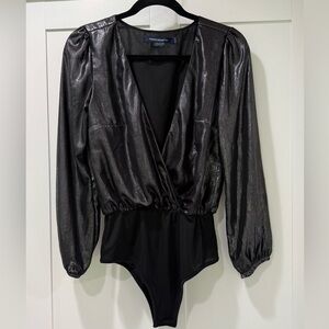 French Connection Black Metallic Bodysuit